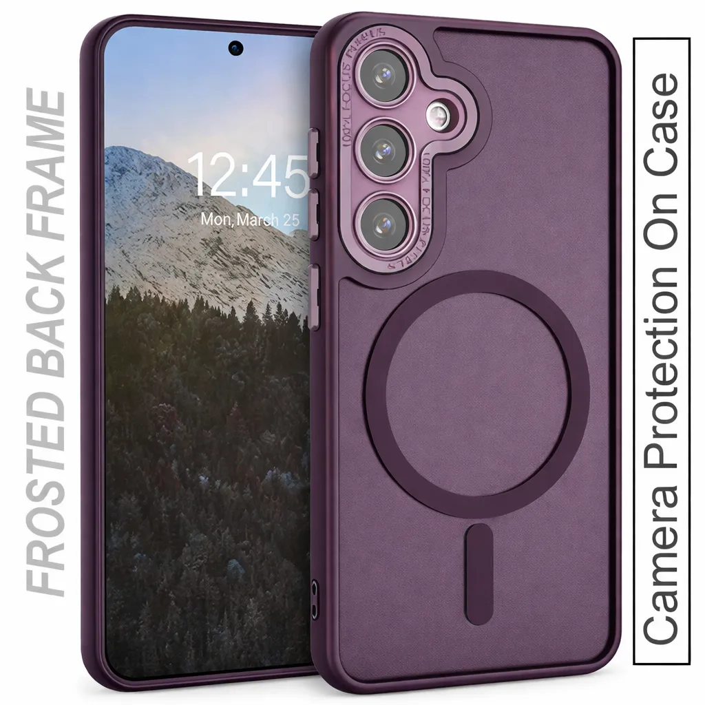 OTCR Deep Purple Matt Rubberized Magsafe Case for Samsung Galaxy S24 FE