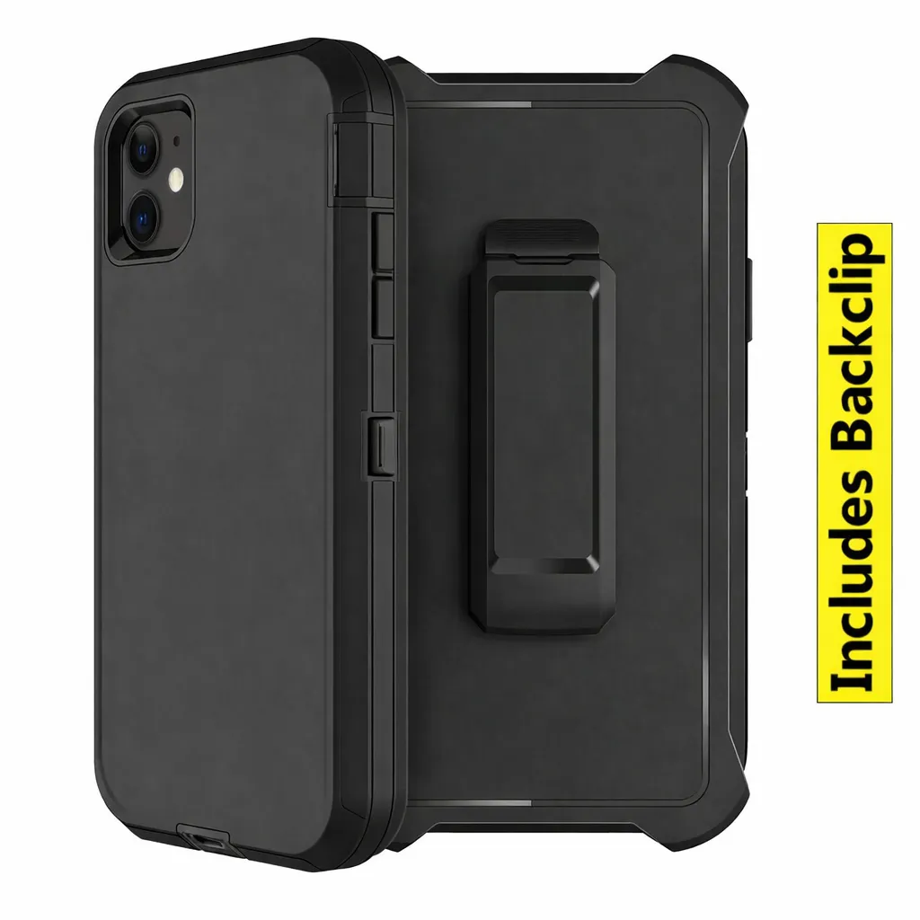OTDR Black Triple Protection W/ Clip for Apple iPhone 12 /12 Pro (6.1)