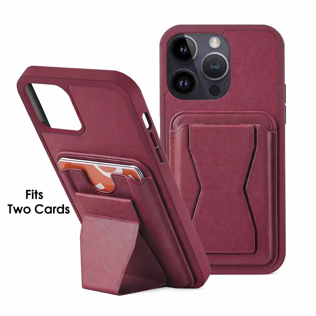 OTCR Wine My Card Slot w/ kickstand Case for Apple iPhone 14 Pro (6.1)