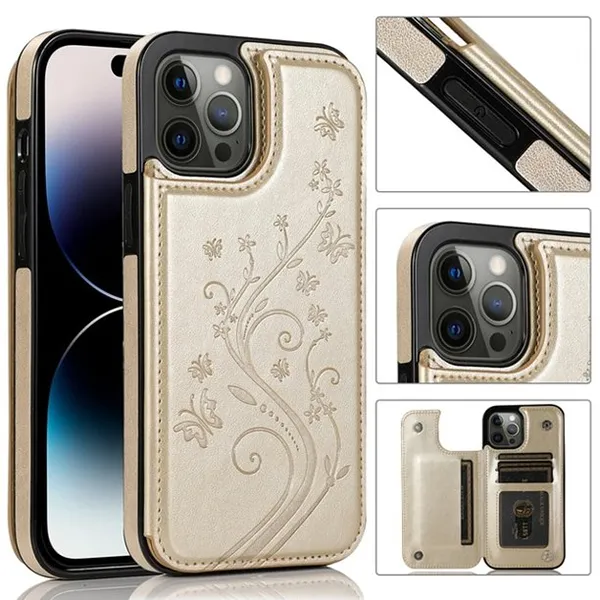 OTCR Gold Self Printed Slim Design Case for Apple iPhone 14 Pro (6.1)
