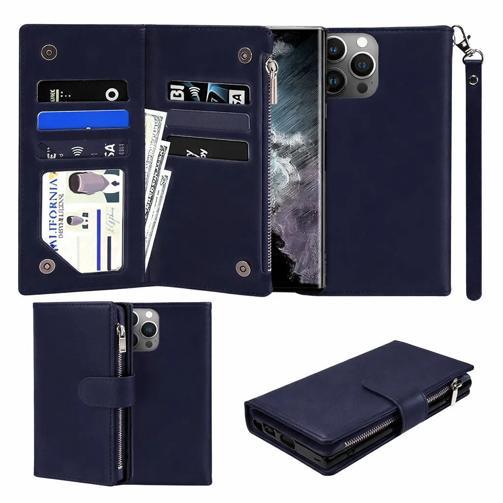 POU Navy Clutch detachable wallet for Apple iPhone 14 Pro (6.1)