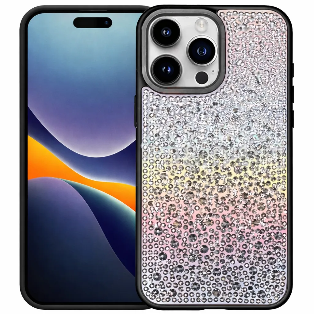 OTCR Black 2 Tone Rhinestone for Apple iPhone 15 Pro (6.1)