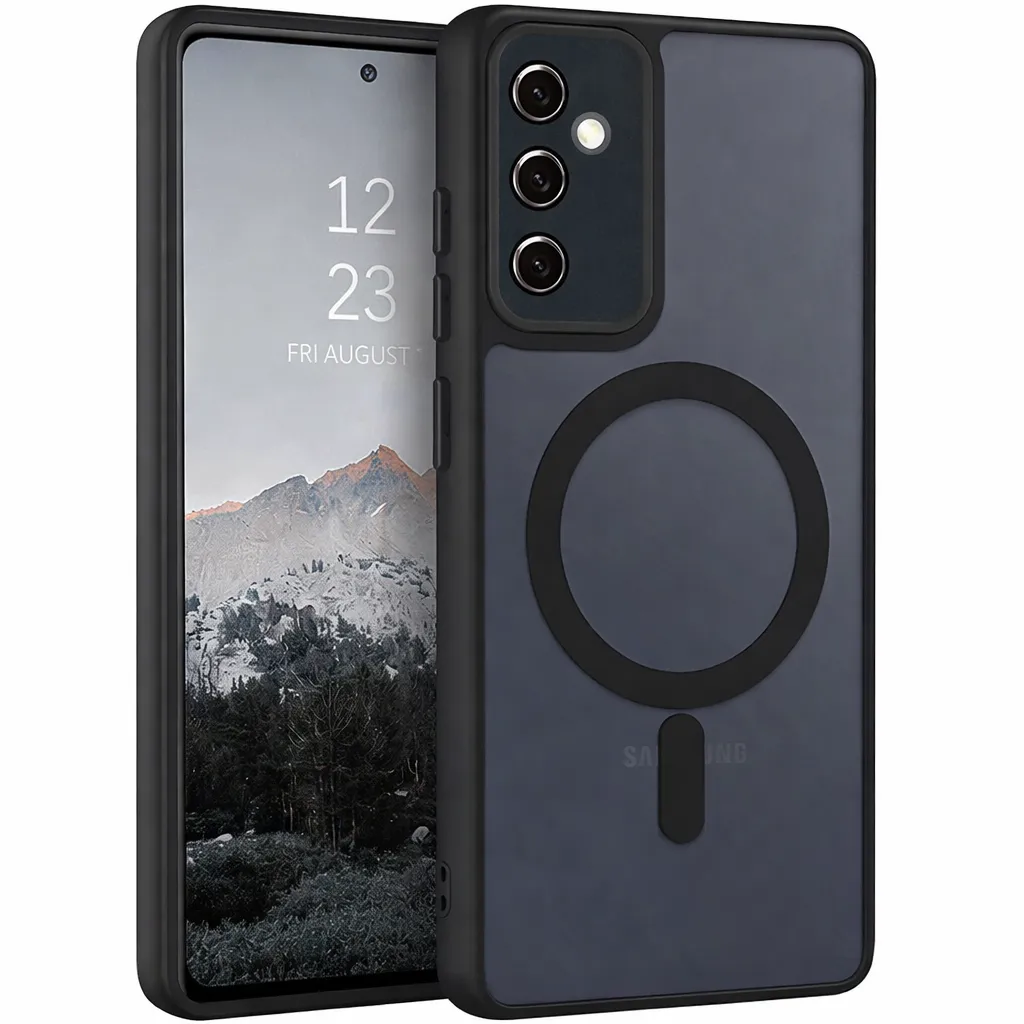 OTCR Black Matt Rubberized Magsafe Case for Samsung Galaxy A16