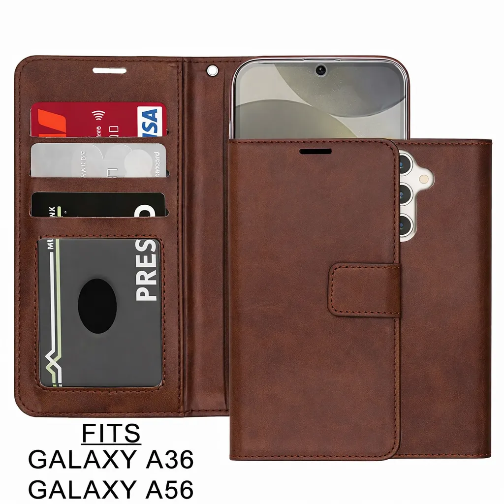POU Brown Photo ID Wallet for Samsung Galaxy A36