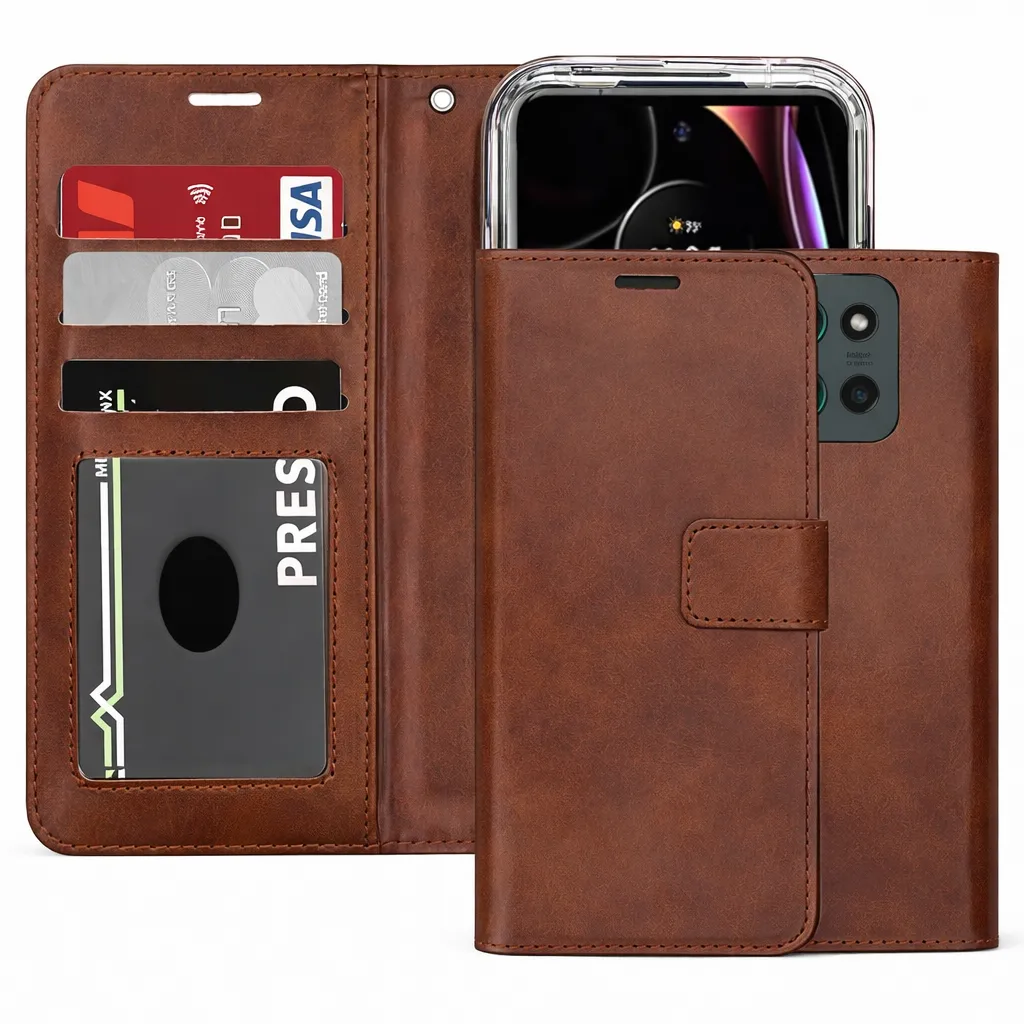 POU Brown Photo ID Wallet for Motorola Moto G 5G (2025)