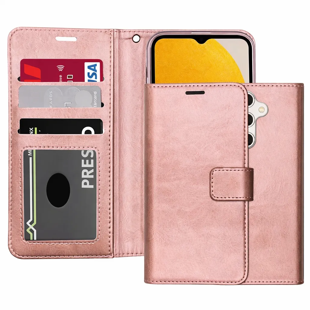 POU Rose Gold Photo ID Wallet for Samsung Galaxy A35 5G