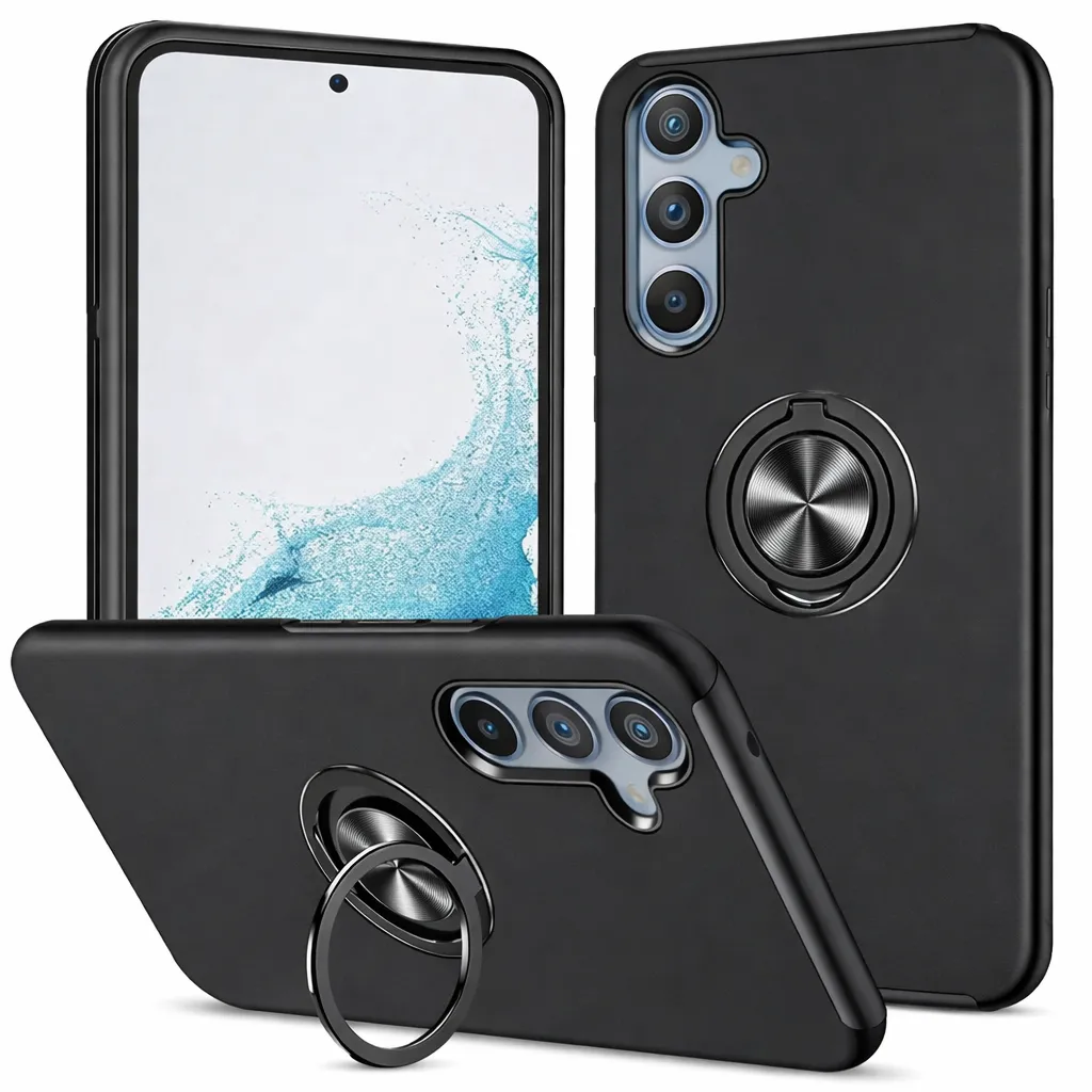 OTCR Black Swirl Invisible Ring Case for Samsung Galaxy A35 5G