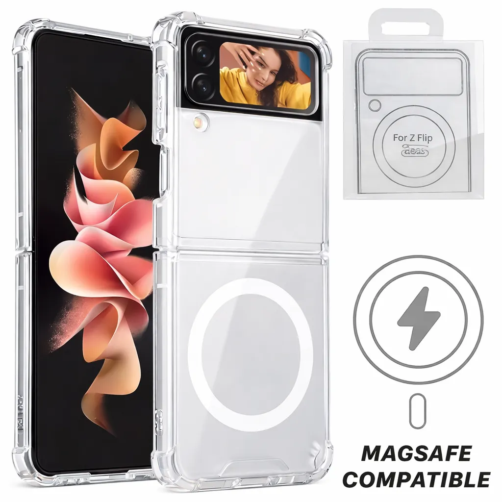 OTCR Clear Transparent Magsafe Case for Samsung Galaxy Z flip 6