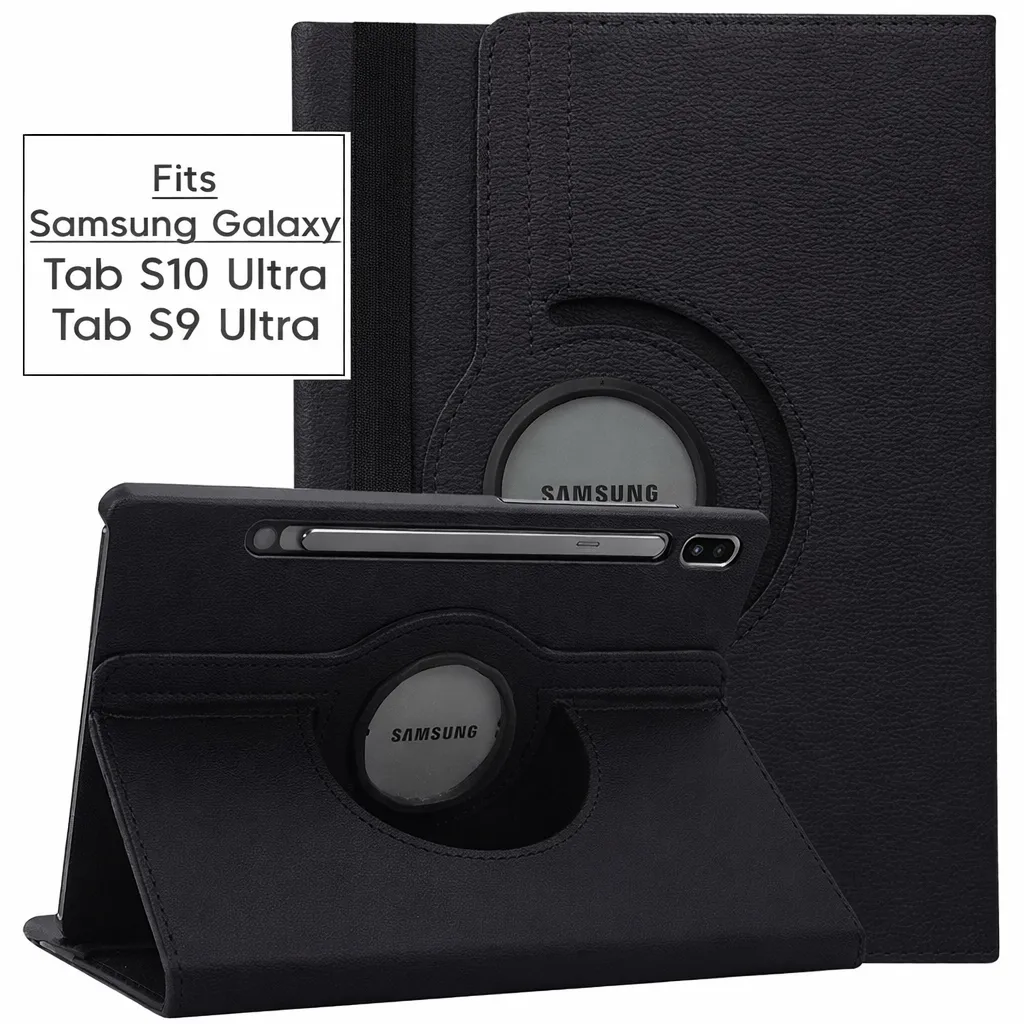 TBP Black 360 Rotating Case for Samsung Tab S10 Ultra/ S9 Ultra