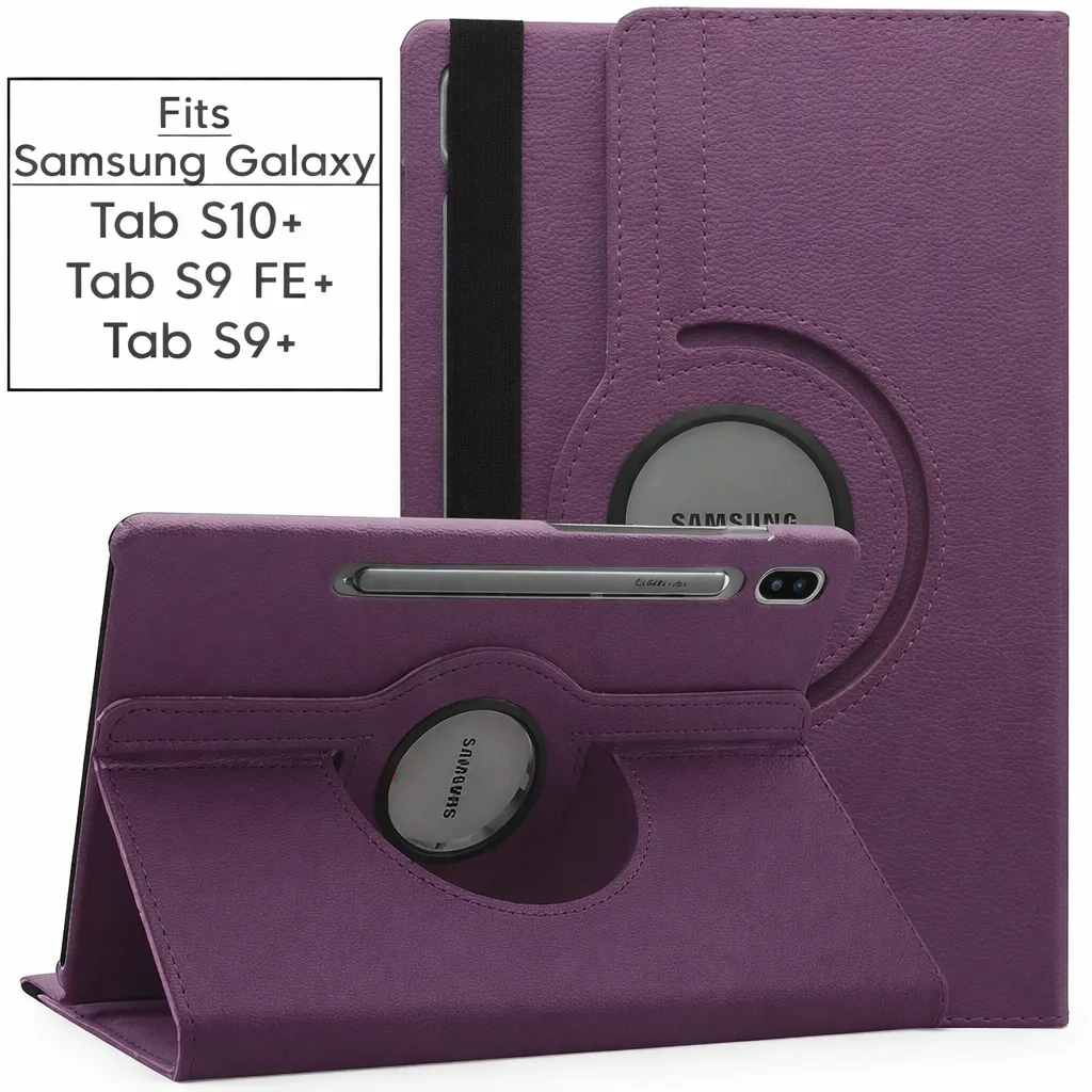 TBP Purple 360 Rotating Case for Samsung Tab S10 Plus/ S9 Plus/ S9 FE +
