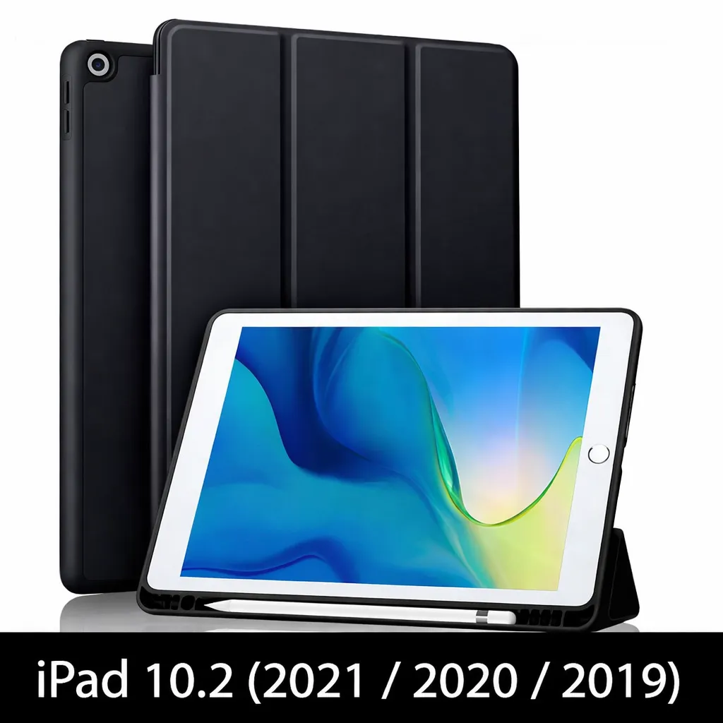 TBP Black Smart Case With Pencil Holder for Apple iPad 10.2 (7/8 Gen)