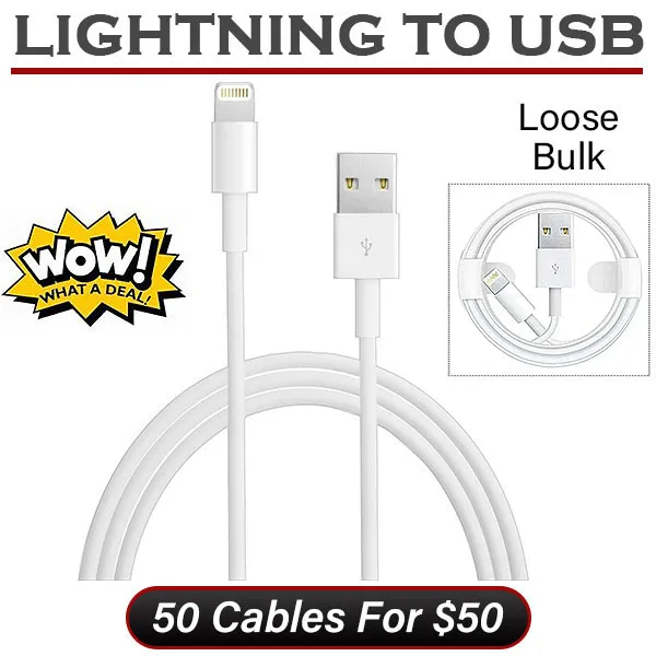DC Universal Loose Lightning to USB 1mtr L2 Cable White