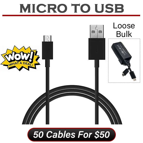DC Universal Loose Micro (V9) to USB 1mtr L4 Cable Black