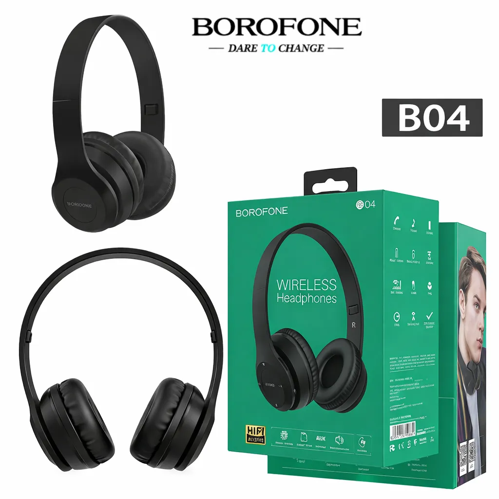 AUD Borofone Retail Pack Wireless Bluetooth Headphones B04 Black