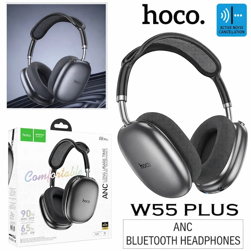AUD Hoco Retail Pack 3.5mm Bluetooth Headphones W55 Plus Black