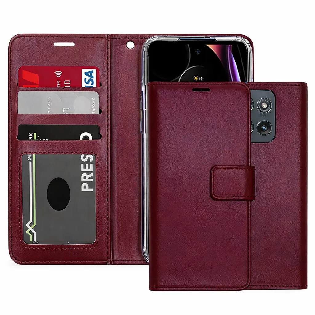 POU Wine Photo ID Wallet for Motorola Moto Edge (2025)