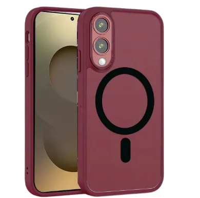 OTCR Wine Matt Rubberized Magsafe Case for Samsung Galaxy S25 Edge