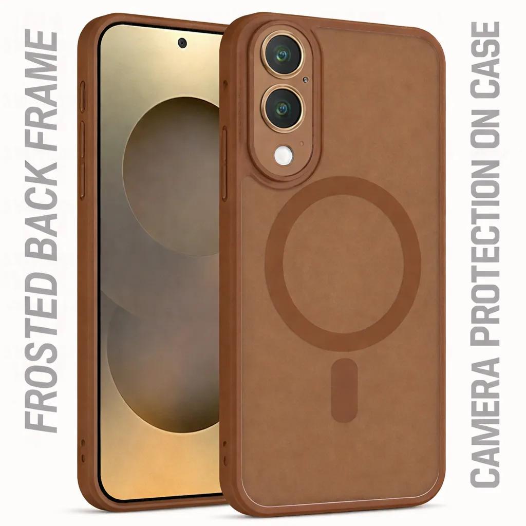 OTCR Desert Titanium Matt Rubberized Magsafe Case for Samsung Galaxy S25 Edge