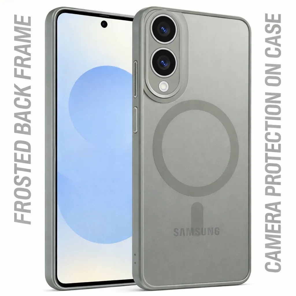 OTCR Grey Matt Rubberized Magsafe Case for Samsung Galaxy S25 Edge