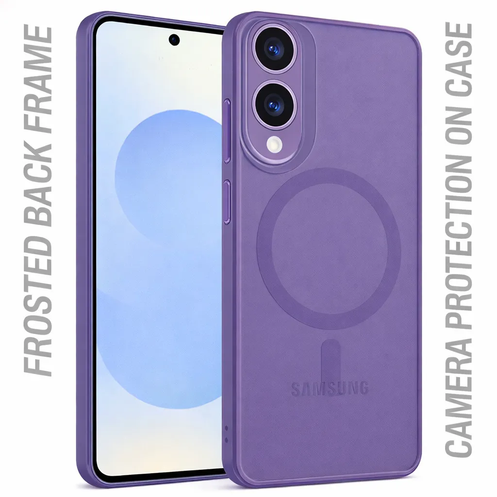 OTCR Deep Purple Matt Rubberized Magsafe Case for Samsung Galaxy S25 Edge