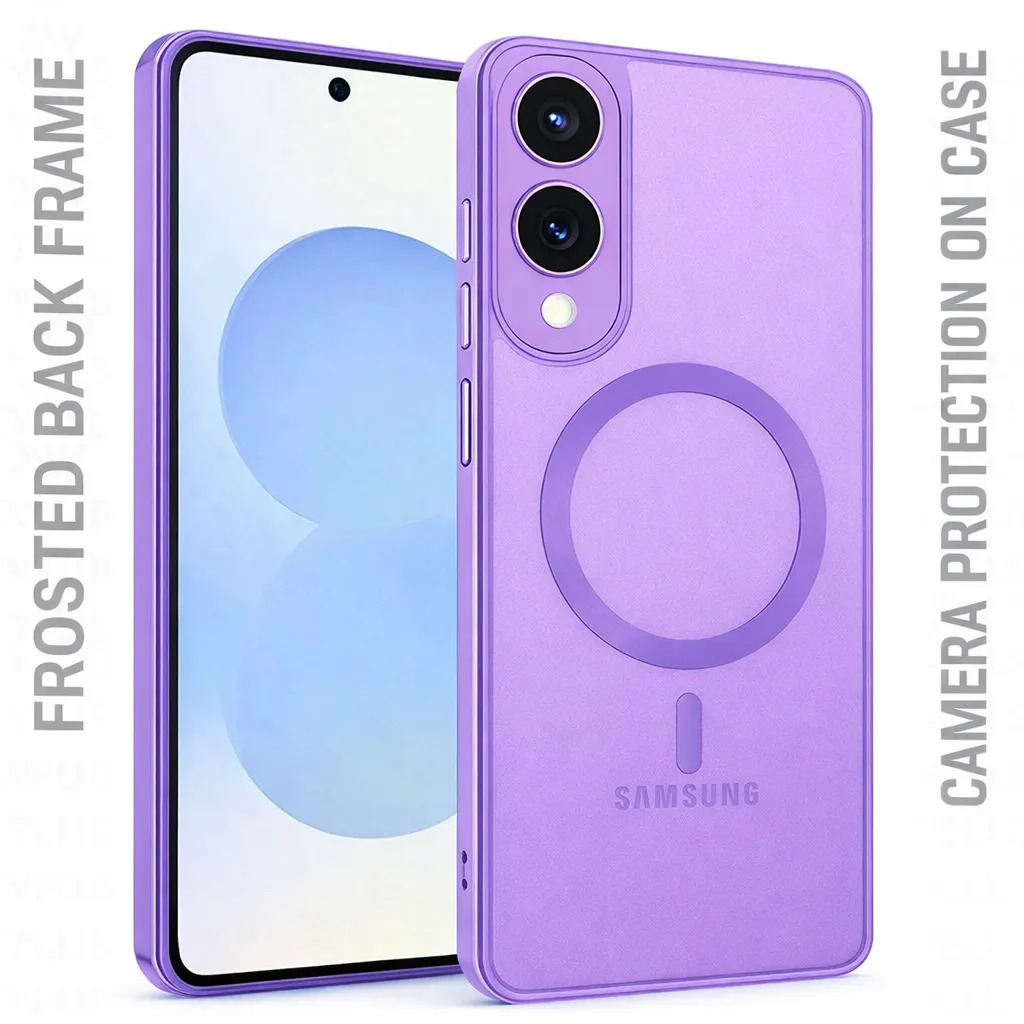 OTCR Light Purple Matt Rubberized Magsafe Case for Samsung Galaxy S25 Edge