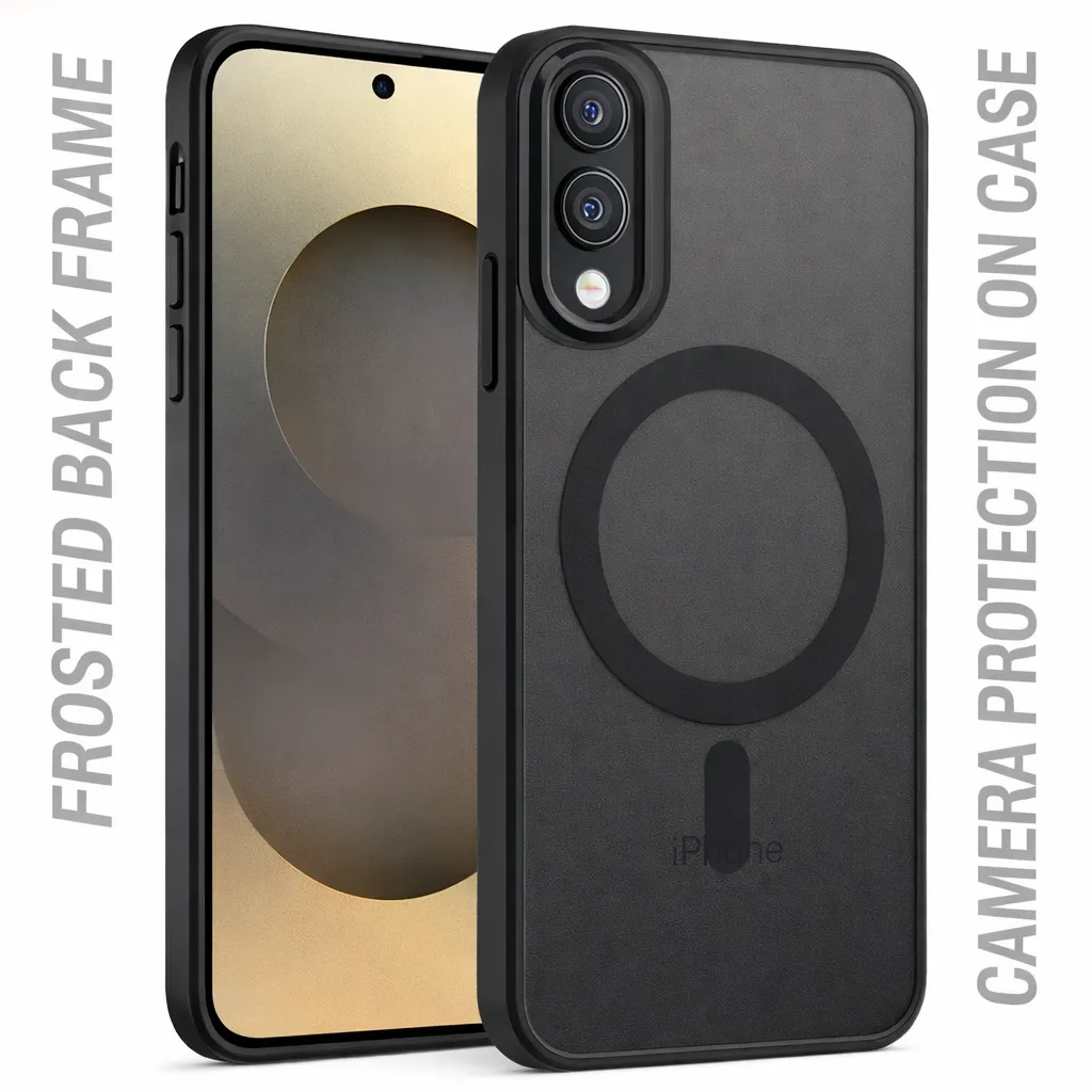 OTCR Black Matt Rubberized Magsafe Case for Samsung Galaxy S25 Edge