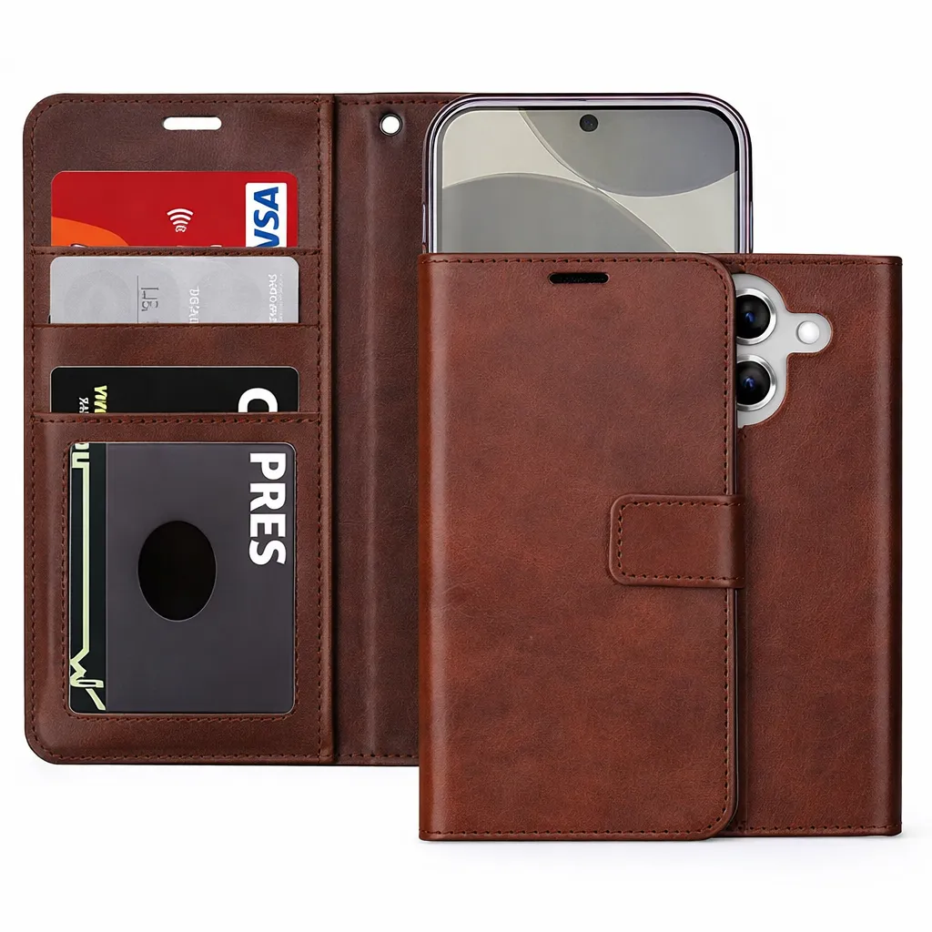 POU Brown Photo ID Wallet for Samsung Galaxy S25 Edge
