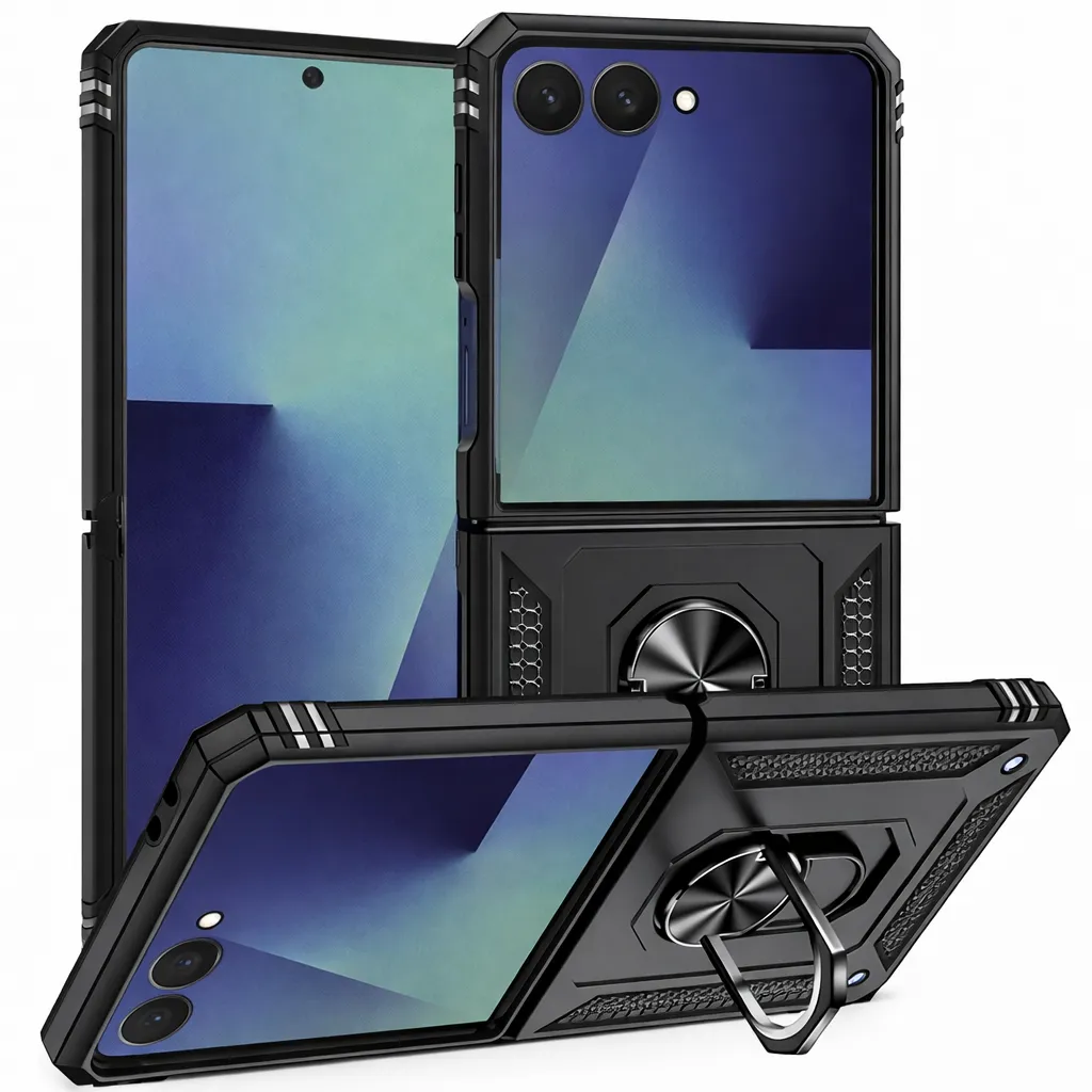 OTCR Black Anti-Drop Hybrid Case for Samsung Galaxy Z Flip 7