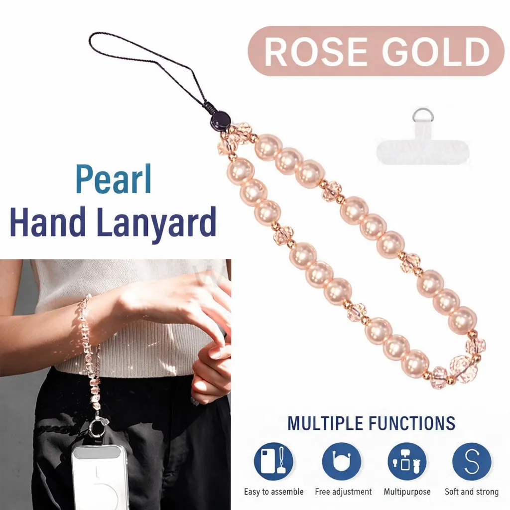 LYD Rose Gold Pearl Hand Lanyard Strap