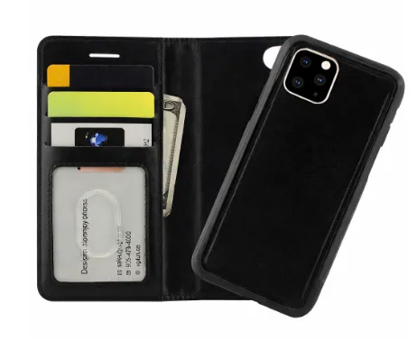 POU Black Photo ID Wallet w/2 in 1 Magnet Case for Apple iPhone 12 Pro Max (6.7)