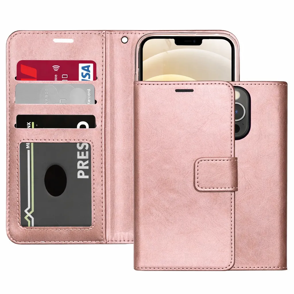 [POU1-23309] POU Rose Gold Photo ID Wallet for Apple IPhone 13 Pro (6.1)
