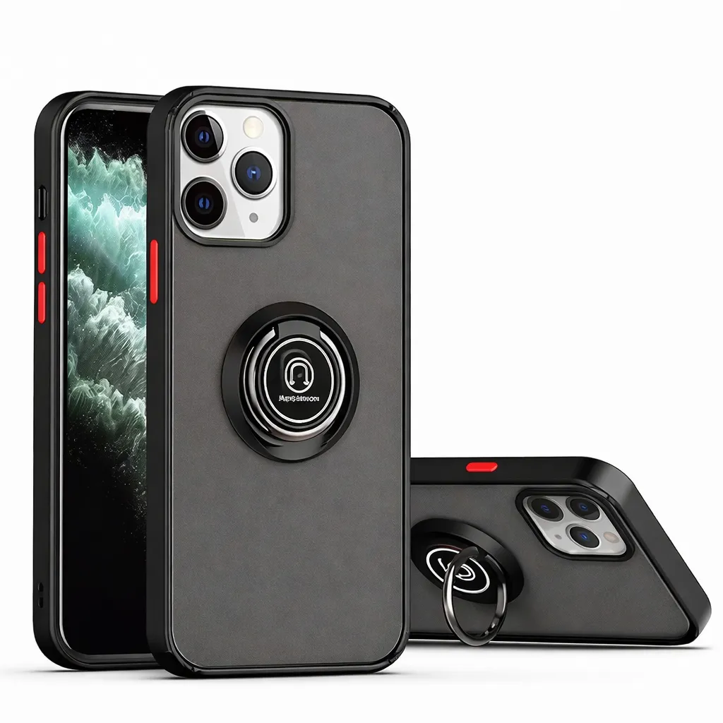 [OTCR96-23452] OTCR Black / Red Rubberized Armor with Ring for Apple IPhone 13 Pro (6.1)