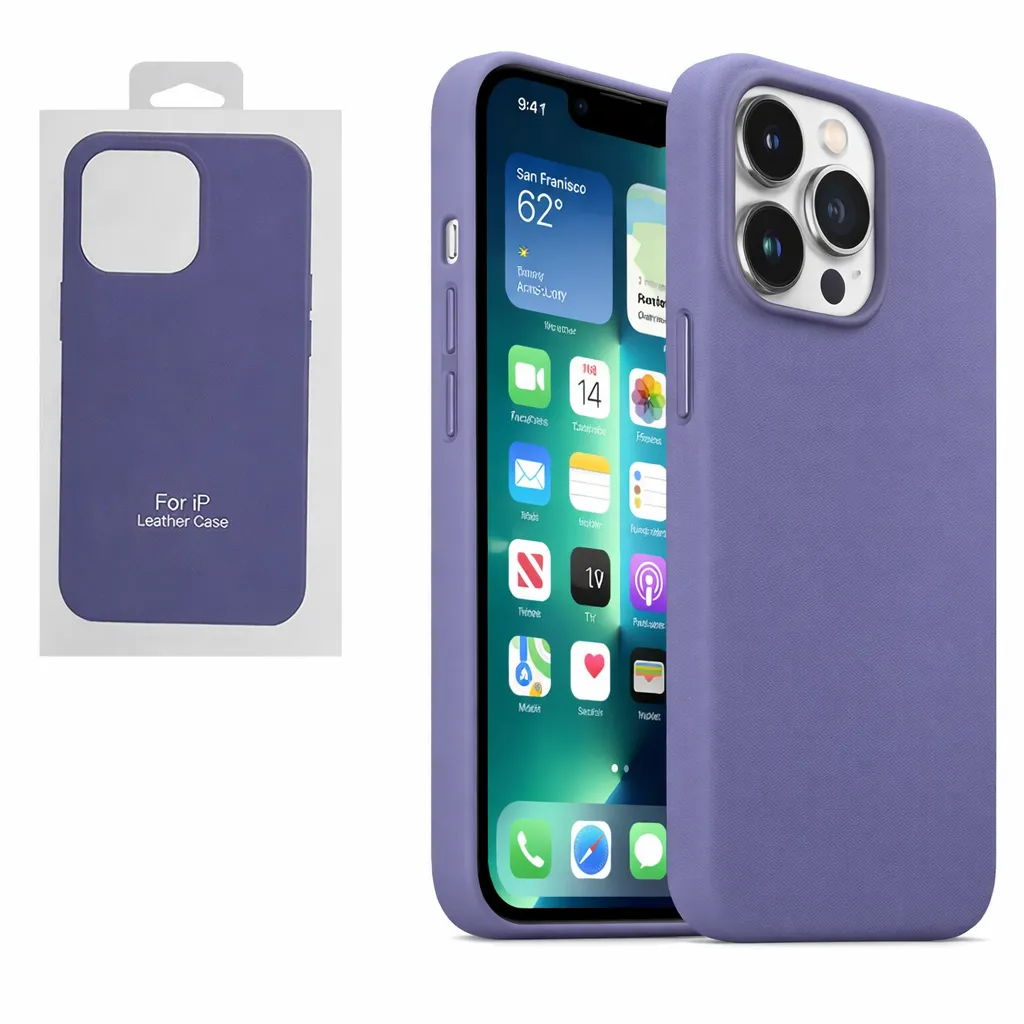 [TPU47-25164] TPU Light Purple Leather Feel for Apple IPhone 13 Pro (6.1)