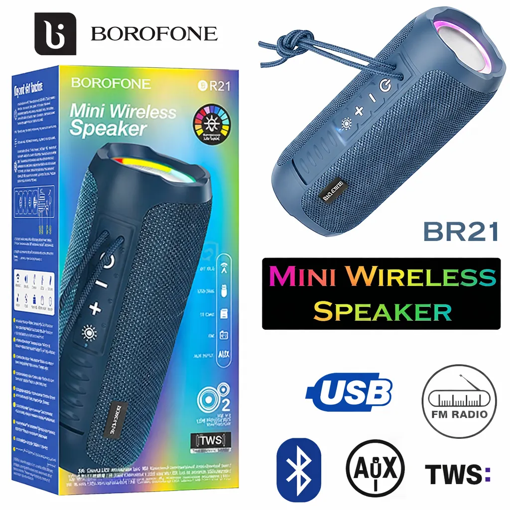 [SPK2-41834] SPK Borofone Retail Pack Wireless Bluetooth Rich Sound Sports BR21 Navy