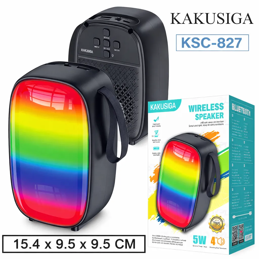 [SPK2-33126] SPK Kakusiga Retail Pack Wireless Bluetooth Colorful 360 Sound KSC 827 Black