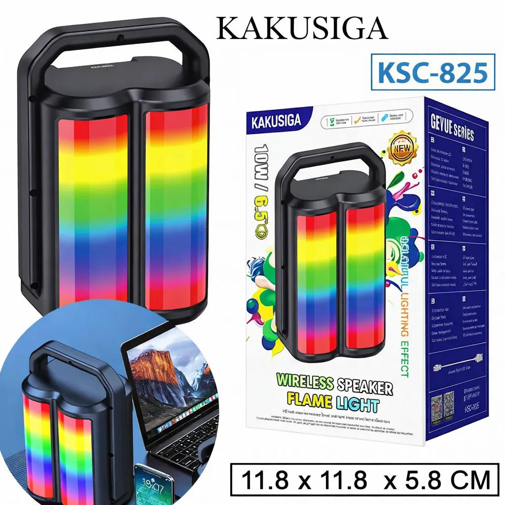 [SPK2-33131] SPK Kakusiga Retail Pack Wireless Bluetooth LED Flashing Speaker KSC 825 Black