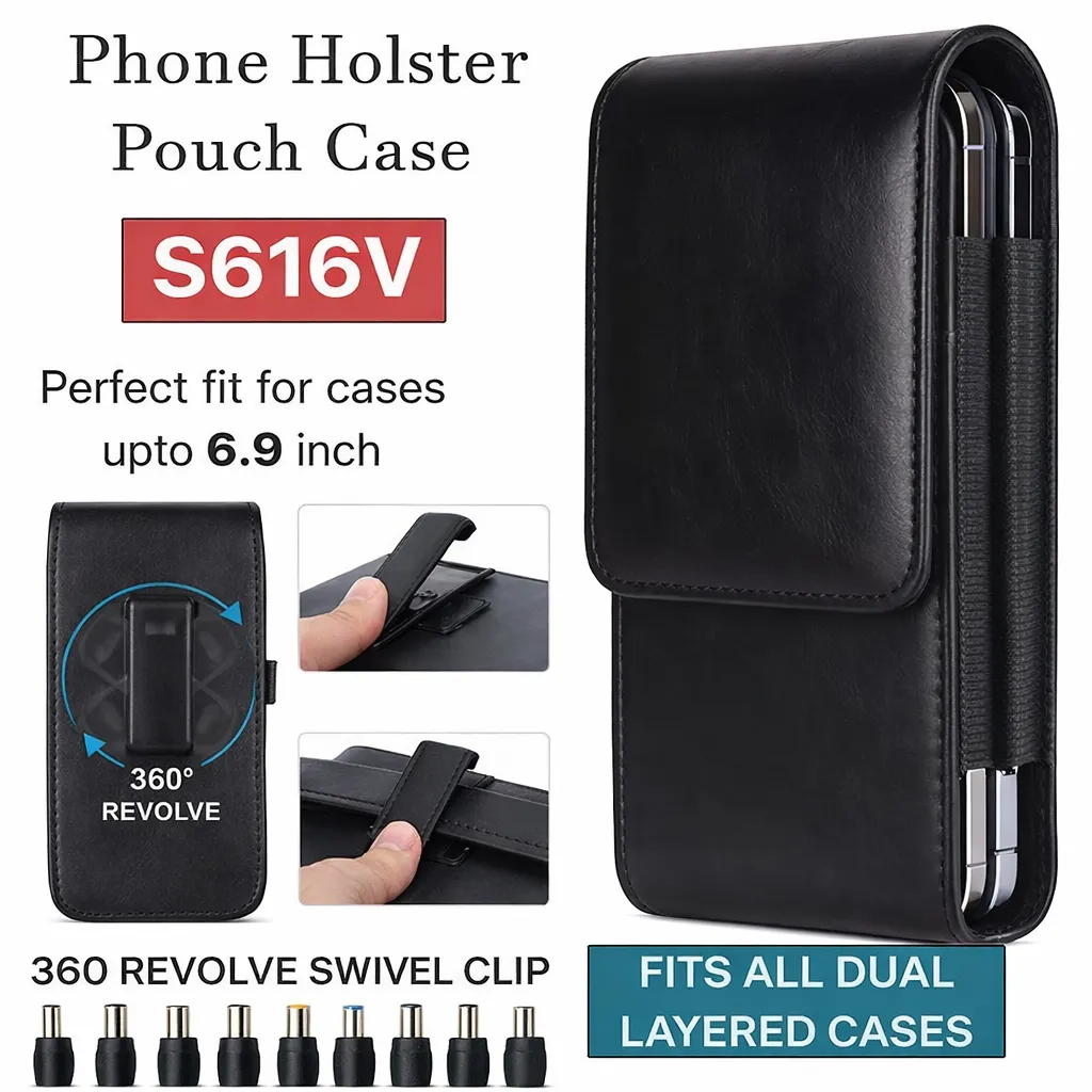 [POU11-31383] POU Black Belt Pouch Vertical w/ Swivel Clip S605V for Samsung Galaxy S24 Ultra