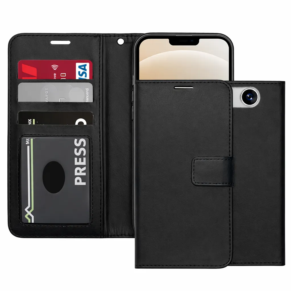 POU Black Photo ID Wallet for Apple iPhone 16e
