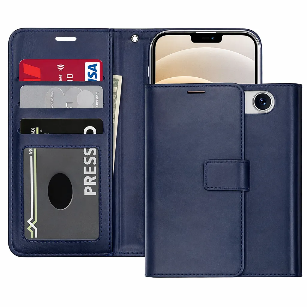 POU Navy Photo ID Wallet for Apple iPhone 16e