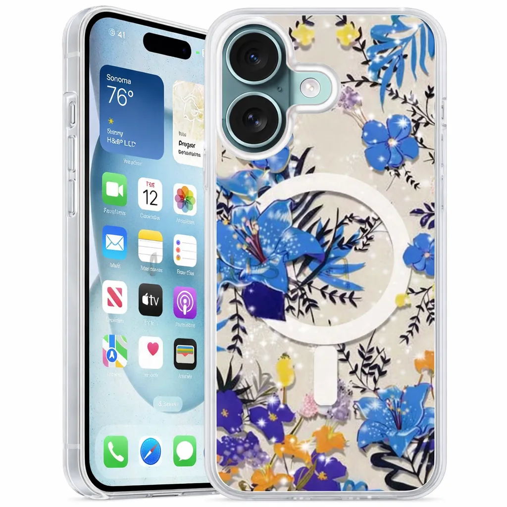 OTCR Blue flower ... Floret Case Apple iPhone 16